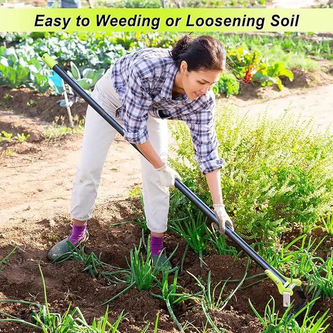 Garden Hoe - Adjustable Scuffle Hoe for Weeding Gardening Loosening Soil- Heavy Duty Hula Hoes with Long Handle - Stirrup Hoes, Garden Tools for Women Men (30-61in) by GreenHaven Gardens