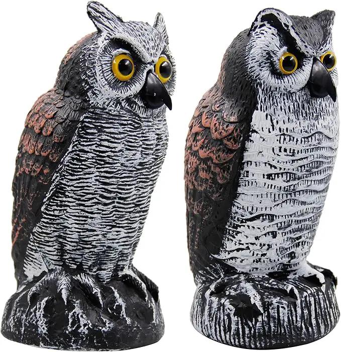 Hausse 2 Pack Fake Horned Owl Bird Scarecrow Decoy, Plastic Deterrents, Halloween Decoration, Nature Enemy Pest Repellent for Outdoor Garden Yard by GreenHaven Gardens