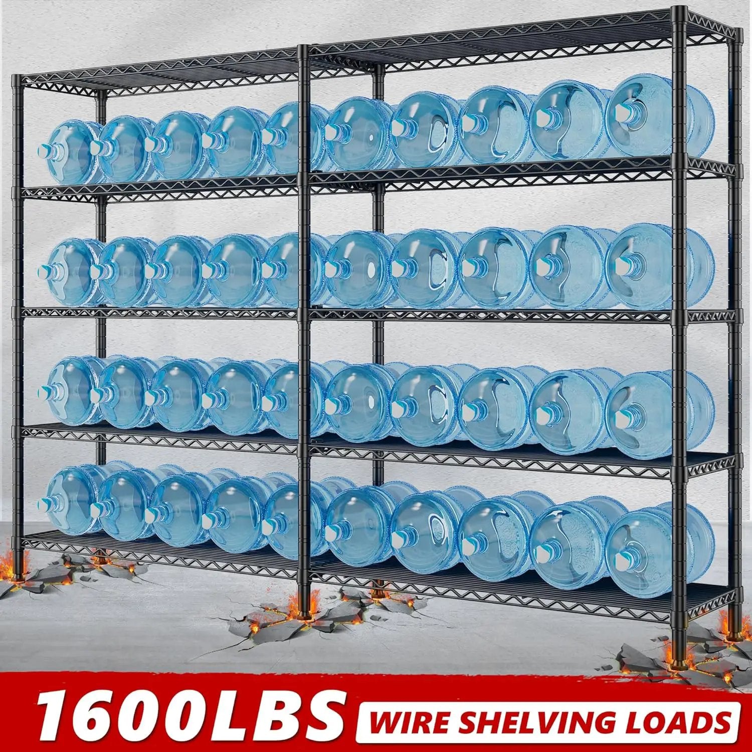 REIBII 70" W Storage Shelves Heavy Duty Load 1600LBS, Metal Shelving 5-Tier Wire Shelving Unit Metal Shelves for Storage Adjustable Shelving Rack for Pantry Kitchen 70" W*15.8" D*72.4" H, 2 Pack by GreenHaven Gardens