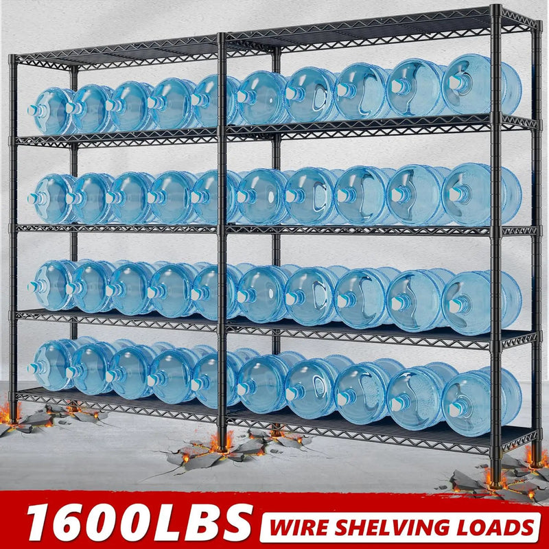 REIBII 70" W Storage Shelves Heavy Duty Load 1600LBS, Metal Shelving 5-Tier Wire Shelving Unit Metal Shelves for Storage Adjustable Shelving Rack for Pantry Kitchen 70" W*15.8" D*72.4" H, 2 Pack by GreenHaven Gardens