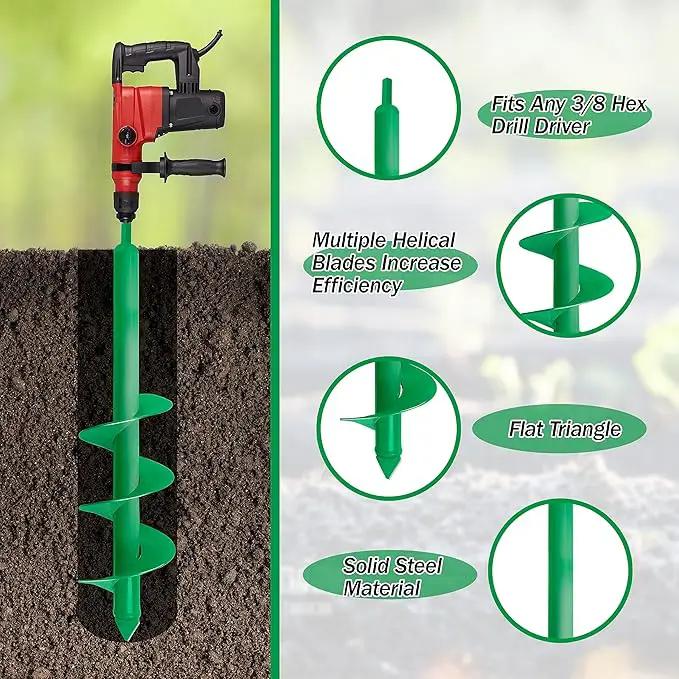 Auger Drill Bit for Planting, 4x25Inch Garden Earth Auger, Spiral Drill Hole Rapid Planter Seedling & Bedding Plant,Ground Planting Drill Bit Auger Post Hole Digger for 3/8''Hex Drive Drill by GreenHaven Gardens