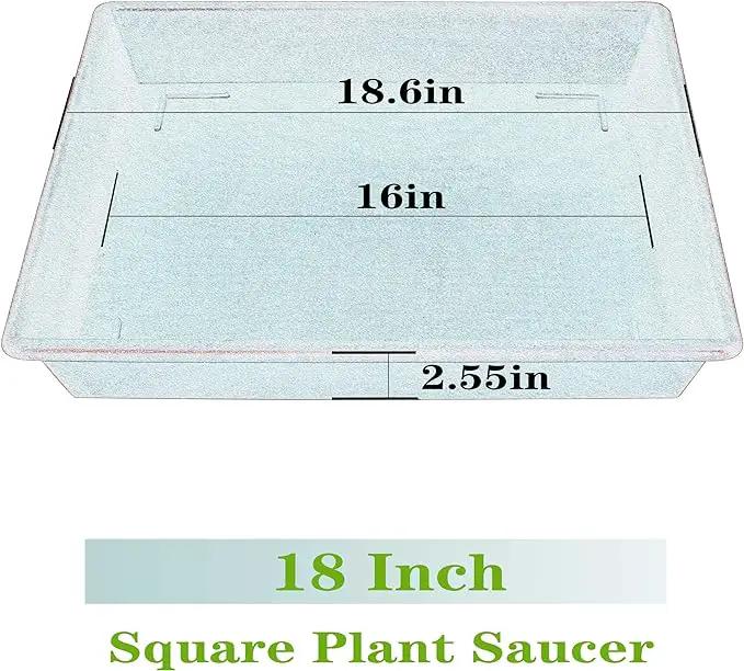 Square Plant Saucer 18 Inch 4 Pack, Plant Stand Plant Trays for Pots Heavy Duty Plastic Plant Saucers for Indoors Outdoors, Flower Pot No Holes Terracotta Plant Lover Gardening Gifts by GreenHaven Gardens