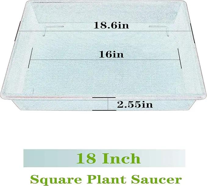 Square Plant Saucer 18 Inch 2 Pack, Large Plant Trays for Pots Heavy Duty Plastic Plant Saucers for Indoors Outdoors, Flower Pot Plant Drip Trays No Holes Terracotta Plant Lover Gardening Gifts by GreenHaven Gardens