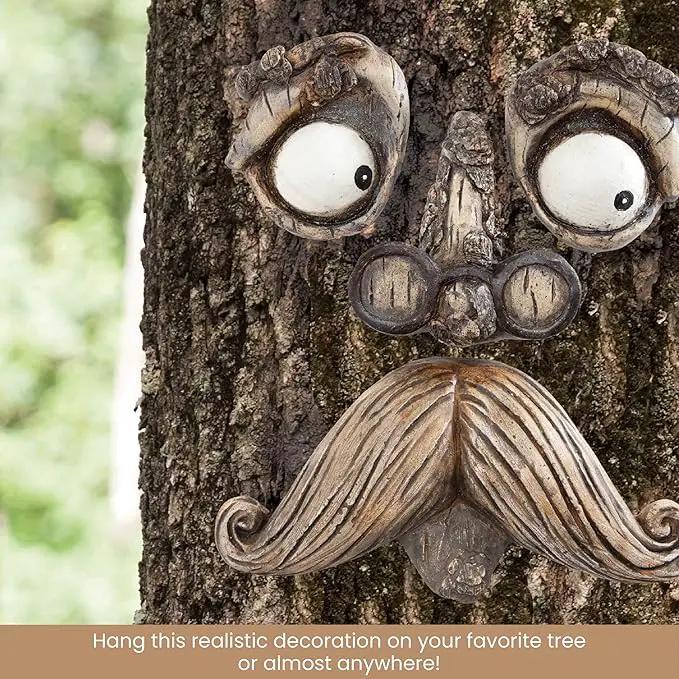 Bits and Pieces - 'Old Man' Tree Hugger - Yard Decorations - Whimsical Tree Sculpture - Garden Decoration - Garden Peeker Yard Art by GreenHaven Gardens