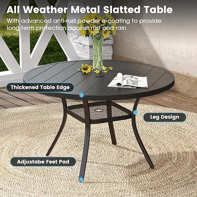 DIFY Outdoor Dining Table for 4, Round Patio Table with Umbrella Hole for Garden, Backyard and Porch (Black) by GreenHaven Gardens
