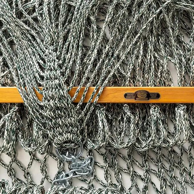 Original Pawleys Island 14DCOTG Deluxe Green Oatmeal Heirloom Tweed DURACORD Rope Hammock with Extension Chains & Tree Hooks, Handcrafted in The USA, 450 LB Weight Capacity, 13 ft. x 60 in. by GreenHaven Gardens
