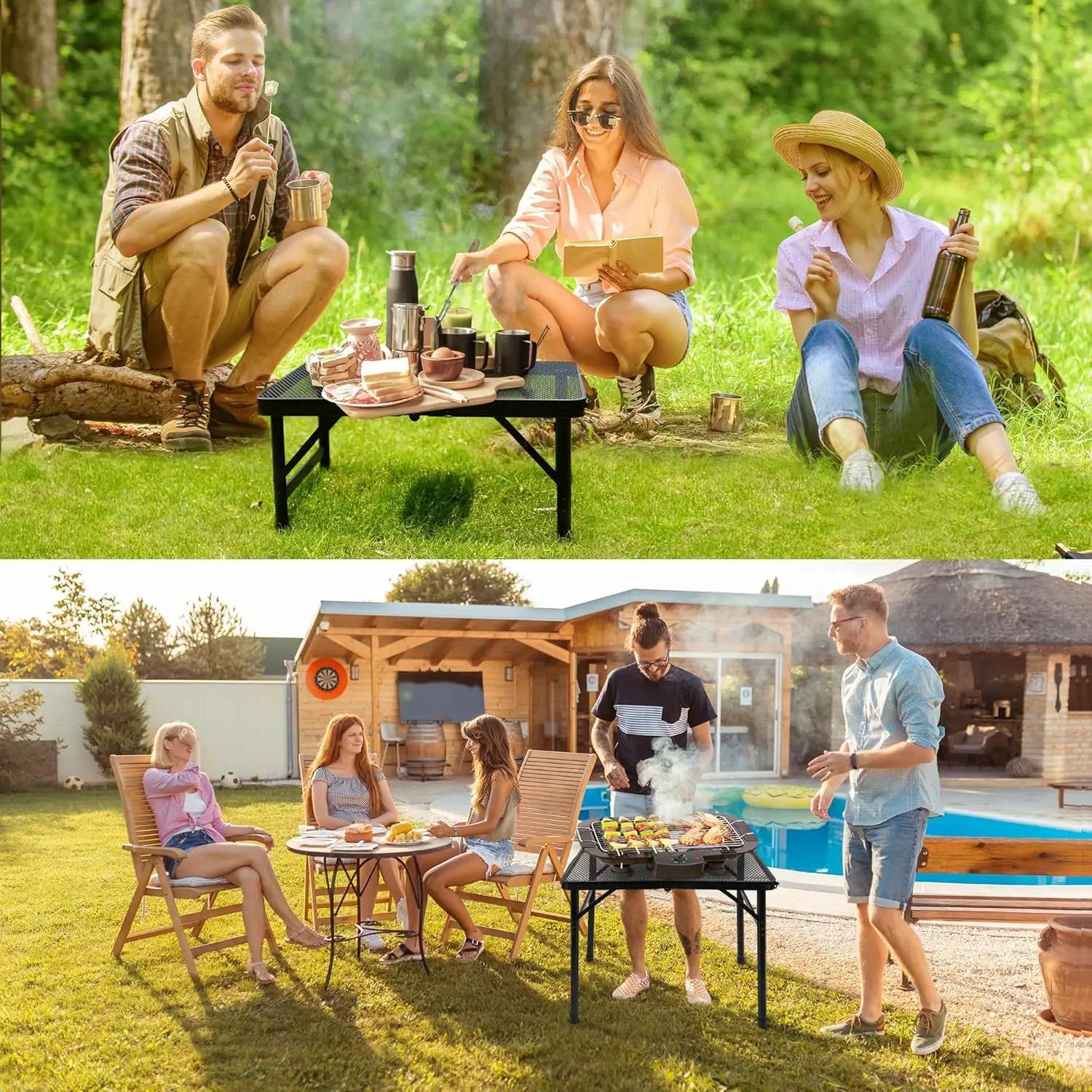 Small Folding Table for Camping Picnic Grill,Garden BBQ Side Table-Portable Lightweight,Compact,Height Adjustable Patio Outdoor Table with Carry Bag by GreenHaven Gardens