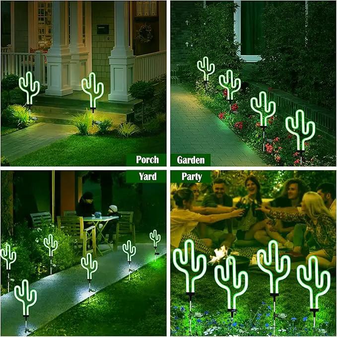 SunKite Cactus Solar Garden Stake Lights - Outdoor Waterproof Neon Lights for Garden, Yard, Lawn, Pathway, Patio, Backyard (2 Pack) by GreenHaven Gardens