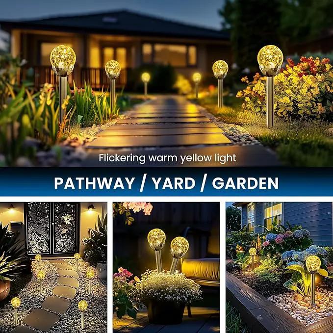 SOLPEX Solar Garden Lights String - 3 Pack Warm White, Solar Powered Cracked Glass Ball, Waterproof for Outdoor & Patio Decoration by GreenHaven Gardens