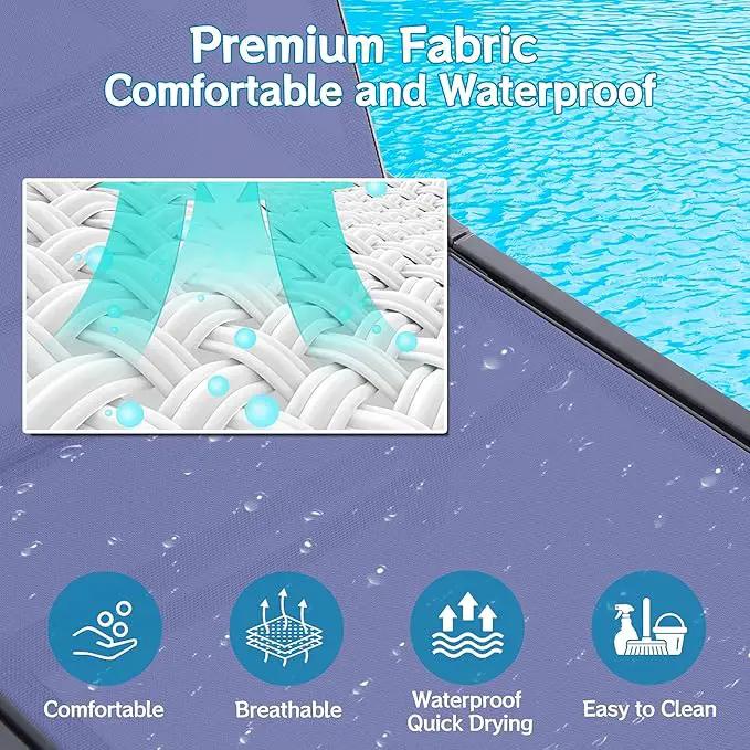 Outdoor Chaise Lounge Chair Set of 2, Foldable & Assemble-Free, 6 Adjustable Positions, Durable Rust-Resistant Frame, Portable Outdoor Pool Lounge Chairs for Pool Patio Beach, Blue by GreenHaven Gardens