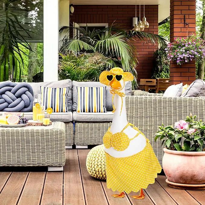 Bikini Goose Outfit Lawn Goose Clothing Porch Goose Outfits Summer Yard Goose Outfits Hawaiian Luau Goose Outfit for 23'' Lawn Goose Outdoor Decoration(Bikini,Yellow) by GreenHaven Gardens