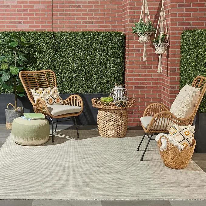 Nourison Home Positano 9' x 12' Light Grey Modern Indoor/Outdoor Rug Polypropylene by GreenHaven Gardens