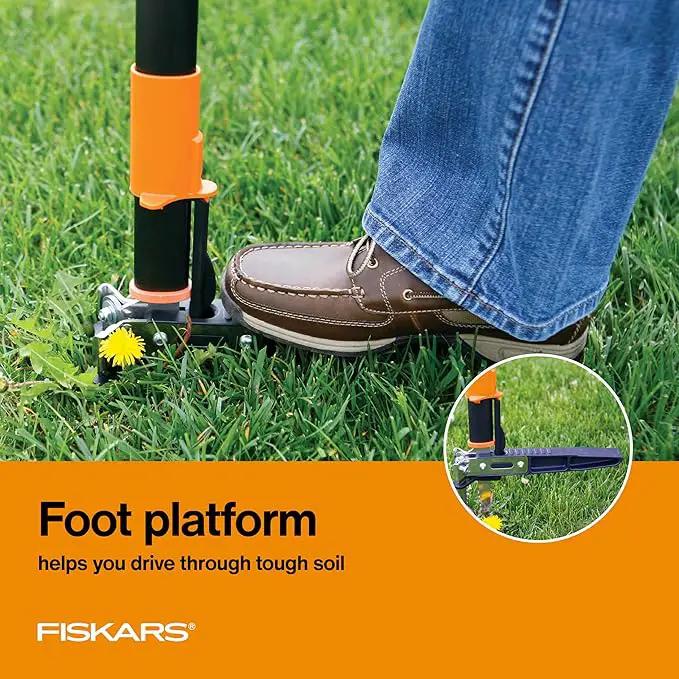 Fiskars 3-Claw Stand Up Weed Puller Tool, Gardening Weeder, Hand Weeding Tool with 39" Long Ergonomic Handle with Easy-Eject Mechanism by GreenHaven Gardens