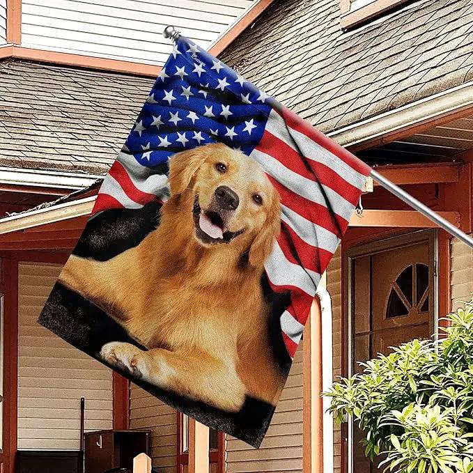 FLAGWIX Golden Retriever, Patriot American Dog Flags - 4th of July Decorations for Home, Outside, Indoor Outdoor Flag, House Flag 30x40 - Double Sided, Heavy Duty Canvas, Fade Resistant by GreenHaven Gardens