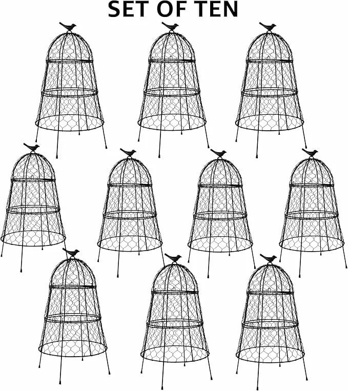 Pack of 10 Heavy-Duty Chicken Wire Plant Cloches – Rustproof Garden Protectors and Plant Cages for Vegetables and Flowers – Safeguard Plants from Deer and Critters – 20” x 12” by GreenHaven Gardens