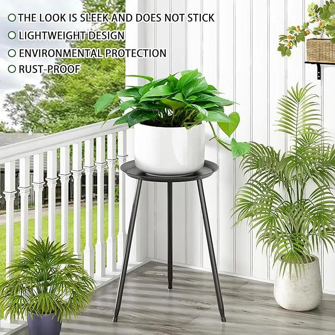 Plant Table Indoor Small,Black Metal Round Side Table.Modern Single Outdoor End Table for Small,Spaces,Patio,Office,Living Room, Bedroom Yard Garden Balcony Bedside by GreenHaven Gardens