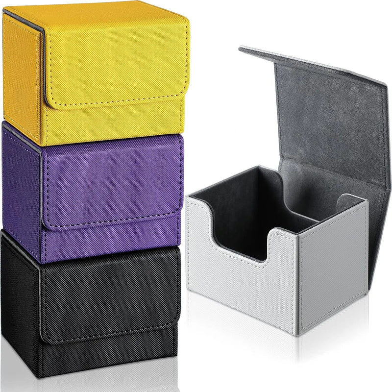 Yookeer 4 Pieces Leather Deck Card Boxes Cards Deck Game Box for Collectible Playing Card Box Compatible with MTG Commander(Black, Purple, Yellow, White,Horizontal) by GreenHaven Gardens