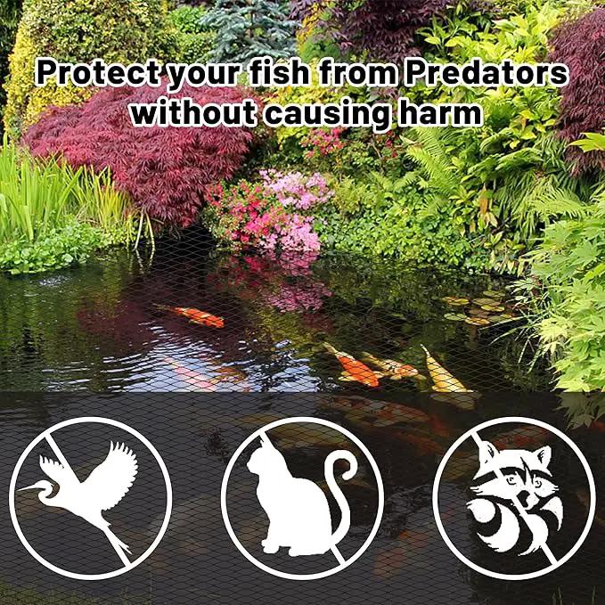 Rainleaf Pond Netting, 14' x 20' Pond Net Cover, Koi Pond Netting for Leaves, Heavy Duty Koi Pond Net Protecting Koi Fish from Herons, Stakes Included, Snare Nets by GreenHaven Gardens