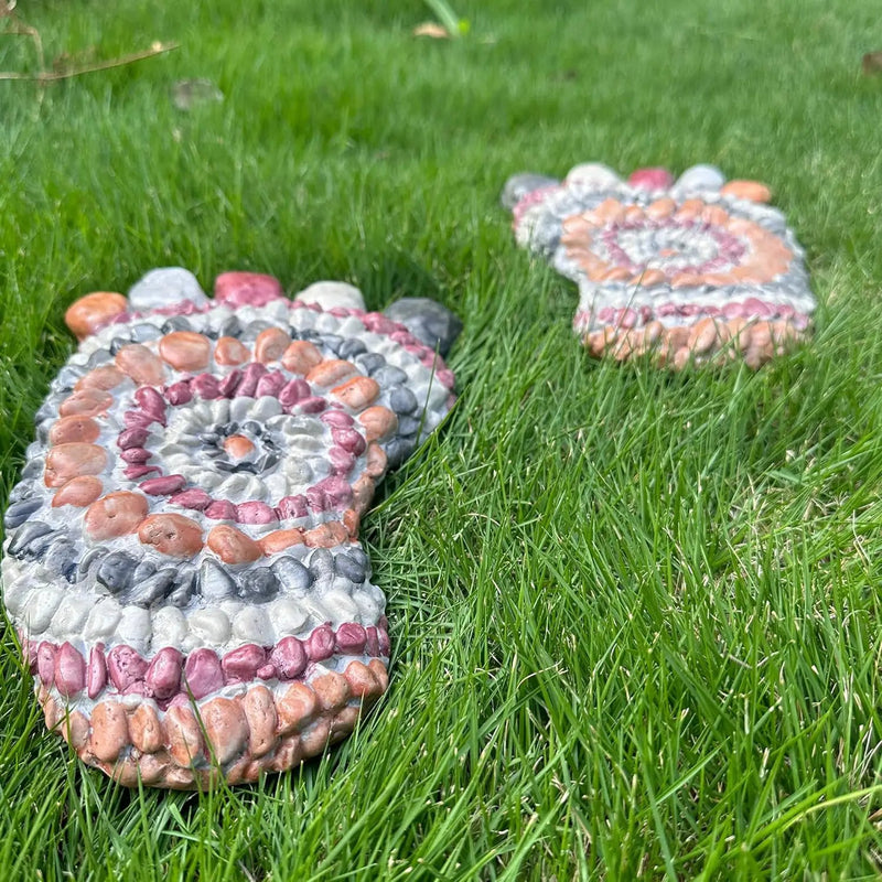 Garden Stepping Stones - Decorative Garden Stones for Patio, Deck, Garden or Sidewalk Faux Cobblestone Stepping Stones (Set of 2#A by GreenHaven Gardens
