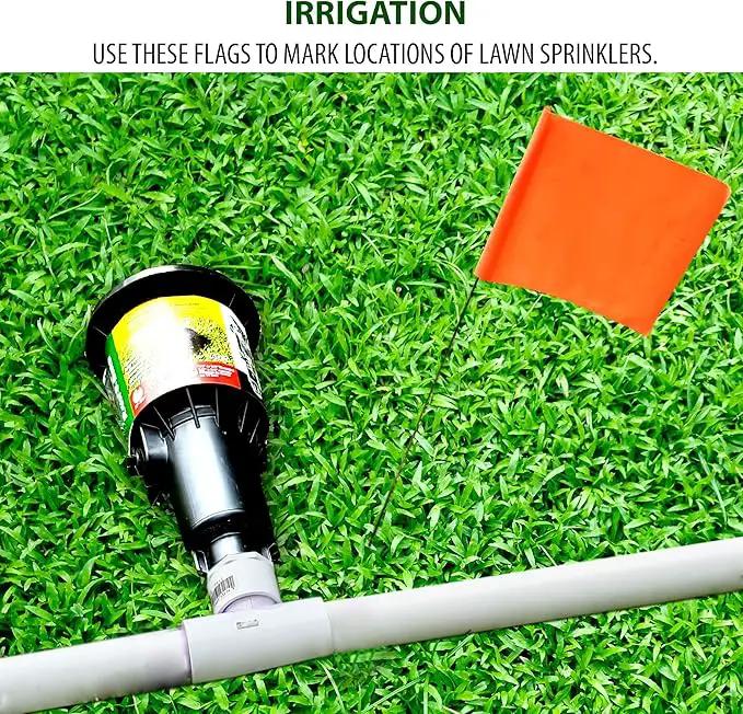 Fluorescent Orange Marking Flags 1000 Pack - 4x5x15 Inch Bulk Yard Flags - Markers For Lawn, Irrigation, Landscaping, Survey & Sprinkler Head Marking by GreenHaven Gardens