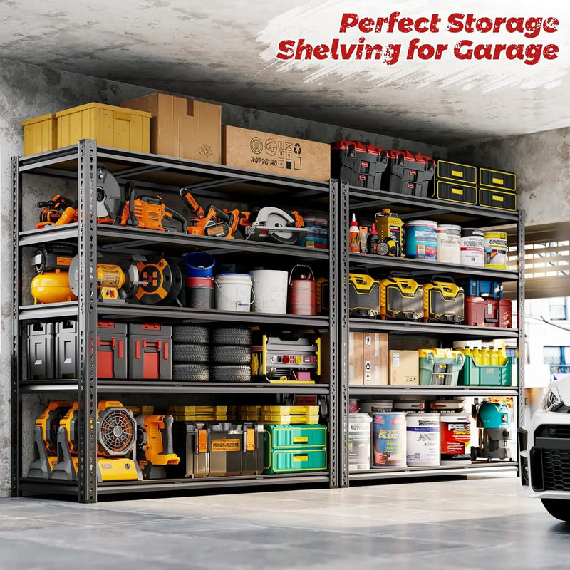 48"W Garage Shelving, 3050LBS Storage Shelves heavy duty, 5 Tier Metal Shelving Unit Adjustable Garage Shelves Heavy Duty Shelving for Warehouse,Commercial, Kitchen, 48" W × 18" D × 72" H, Black by GreenHaven Gardens