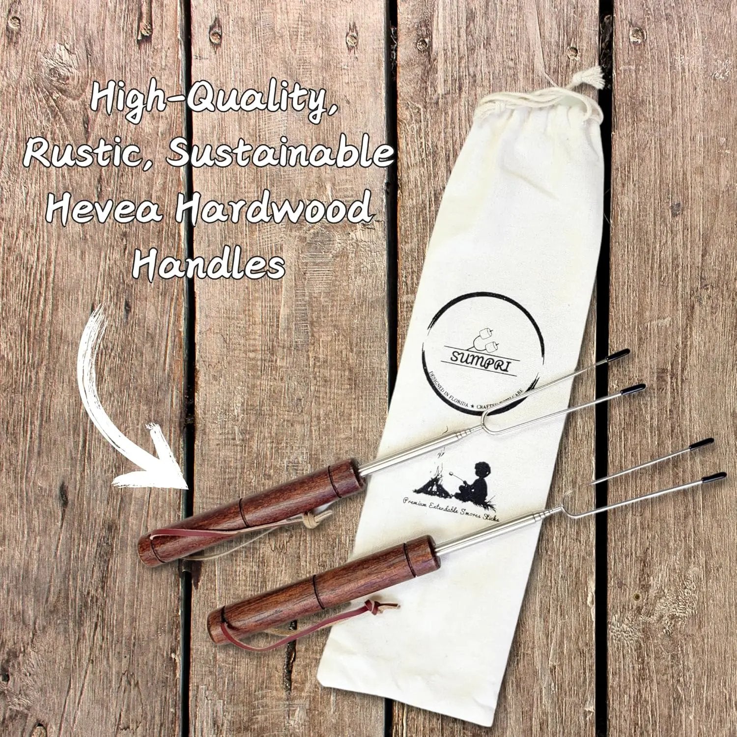 Smores Sticks For Fire Pit [Set Of 7] - Marshmallow Roasting Sticks For Campfire, Classic Smore Sticks - Hot Dog Sticks For Campfire - SUMPRI Campfire Sticks by GreenHaven Gardens