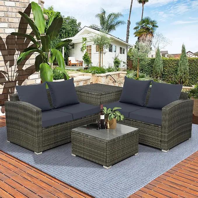 24x24 Inch Outdoor Cushions for Patio Furniture, Waterproof Outdoor Chair Cushions w/Fade-Resistant, Removable & Machine-Washable Covers, Deep Seat Sofa/Couch Pads Replacement – Set of 4, Dark Grey by GreenHaven Gardens