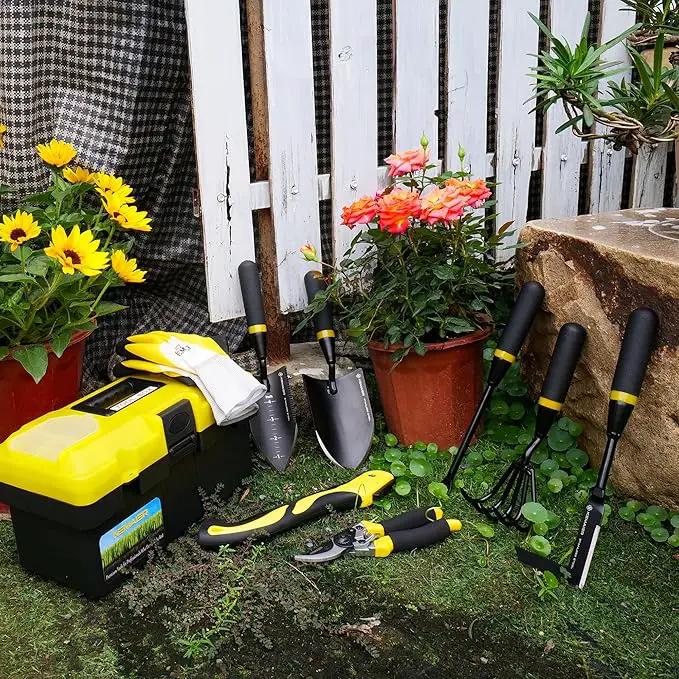 7 - Piece Gardening Tools Set, Stainless Steel Gardening Tools, Heavy - duty Hand Gardening Tools with a Toolbox, Suitable for Gardening Planting and Weeding, Gardening Gifts for Women and Men by GreenHaven Gardens