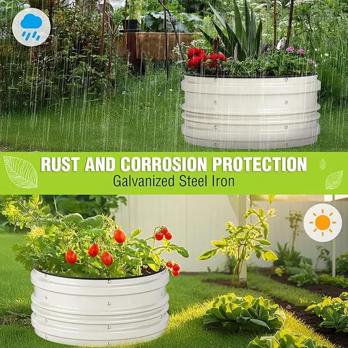 WORKPRO 3Pcs 2x2x1ft Galvanized Raised Garden Bed Set, Rust & Corrosion Protection, Easy Assembly, Safe Edge, Ideal for Vegetables & Flowers, White by GreenHaven Gardens
