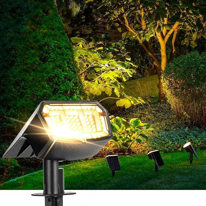 Solar Spotlights - 63LED Outdoor Solar Lights, 3 Pack, IP65 Waterproof, Warm Light by GreenHaven Gardens