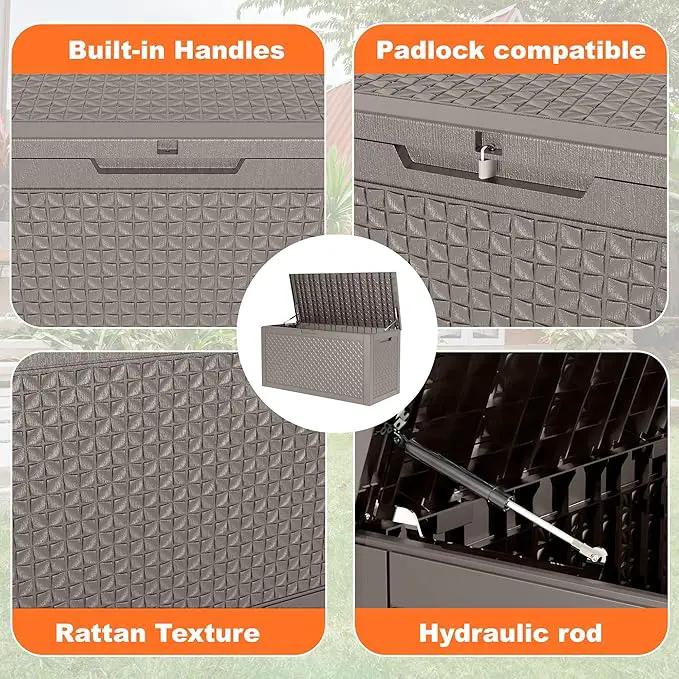 100 Gallon Outdoor Storage Box - Deck Box Waterproof Patio Furniture, Garden Tools, Cushions, Pool Accessories Outside Storage Resin Box by GreenHaven Gardens