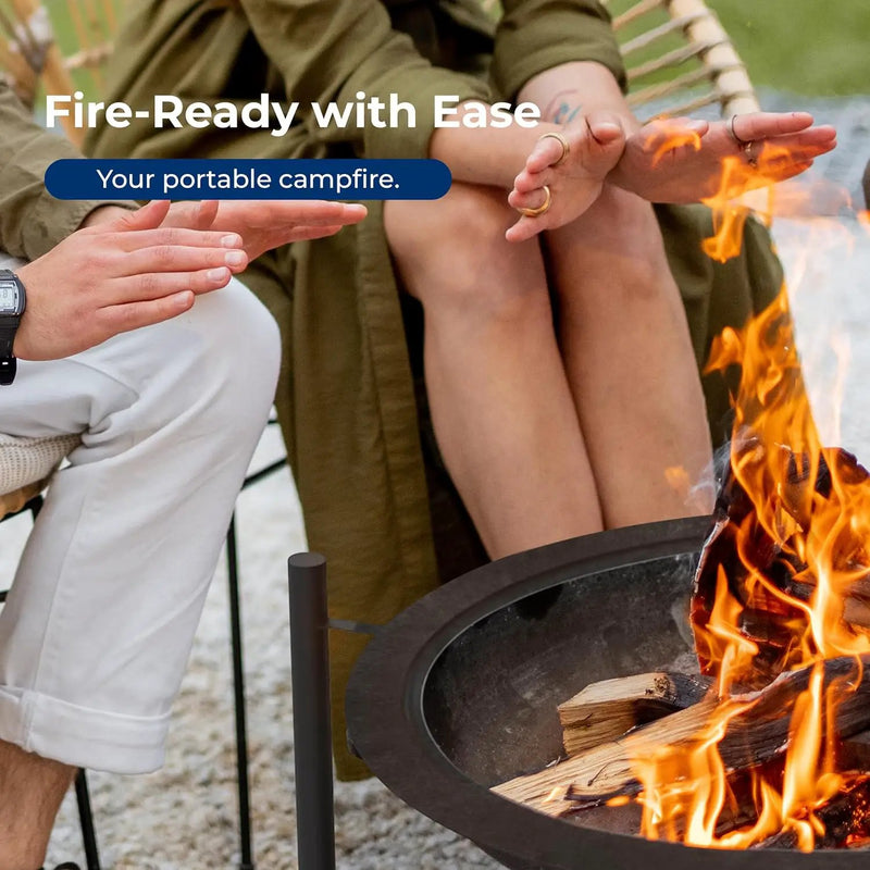 SereneLife Portable Outdoor Fire Pit - 2-in-1 Steel BBQ Grill and 26" Wood Burning Fire Pit Bowl with Mesh Spark Screen, Log Grate, Fire Poker, and Cover for Camping, Picnic, Bonfires by GreenHaven Gardens