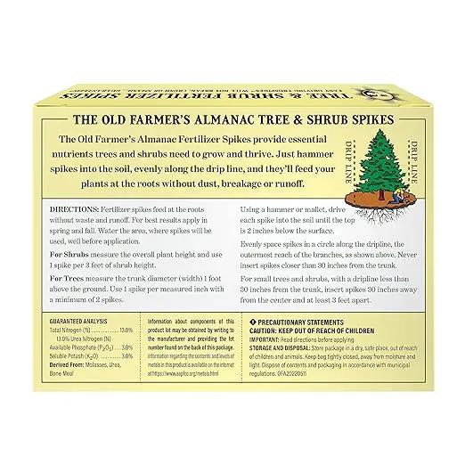 The Old Farmer's Almanac Tree & Shrub Fertilizer Spikes (Box of 12 Spikes - 3 Lbs) by GreenHaven Gardens