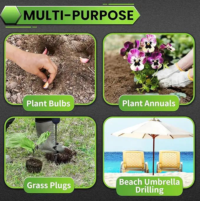 SYITCUN Auger Drill Bit for Planting 1.6"x16.5", Post Hole Auger for Planting Bulbs, Easy Post Hole Digger with Drill for 3/8”Hex Drive Drill by GreenHaven Gardens