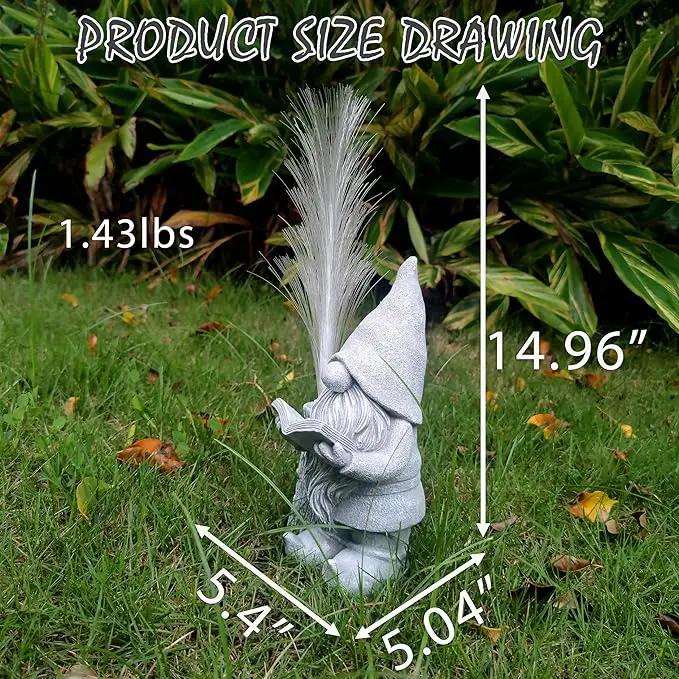 Gnomes Statue Solar Garden Decor,Resin Gnome Statues and Colour Changing Optical Fiber Solar Lights,Outdoor Decoration for Balcony, Garden, Patio, Yard, Lawn, Gifts for Mom Grandma by GreenHaven Gardens