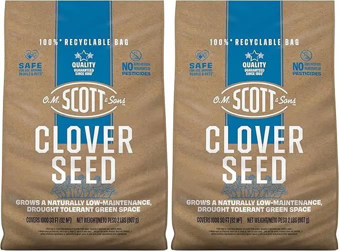 O.M. Scott and Sons Clover Seed, Lawn Seed Grows a Naturally Low Maintenance, Drought-Tolerant Lawn, 1,000 sq. ft., 2 lb., 2-Pack by GreenHaven Gardens
