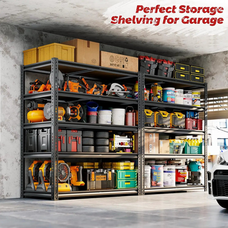 72"H Storage Shelves heavy duty, 2200LBS Garage Shelving, 5 Tier Metal Shelving Unit Adjustable Garage Shelves Utility Rack Shelf for Storage Warehouse Pantry Closet,40" W × 20" D × 72" H, Black, 2PCS by GreenHaven Gardens