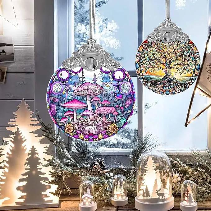 Mushroom Stained Glass Suncatcher, Jocidea Mushroom Ornament, Mushroom Christmas Ornament, Holidays Ornaments, Christmas Tree Ornament, Mushroom Decor, Gifts for Mushroom Lovers by GreenHaven Gardens