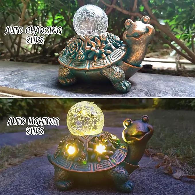 JOYBEE Garden Statues Turtle with Solar Lantern Outdoor Decor-Turtle Solar Figurines Lights Decorations for Patio Yard Lawn Ornaments-Gifts for Birthday Easter Housewarming by GreenHaven Gardens