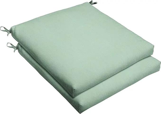 Sorra Home Sunbrella Bristol Square Chair Cushion (Set of 2) - Fade & Water Resistant, Outdoor & Indoor Patio Seat Cushion with Plush Foam - Canvas Spa (20" x 20" x 2.5") by GreenHaven Gardens