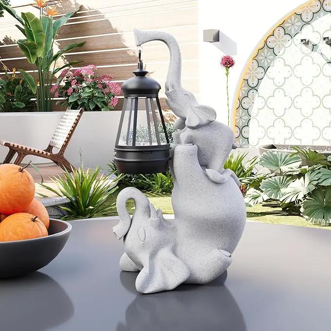 Solar Garden Statue 10 Inch Elephant Decor for Outside Yard Decoration Outdoor Unique Housewarming Gardening Birthday Gifts for Women Grandma by GreenHaven Gardens