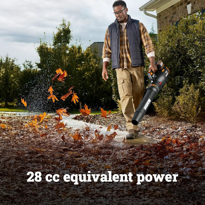 WORX Cordless Leaf Blower, 40V Electric Blower with 780CFM & 190MPH, Brushless Lawn Blower with Gas-Like Power & 57dB, 2 Batteries & Charger Included, WG582 by GreenHaven Gardens