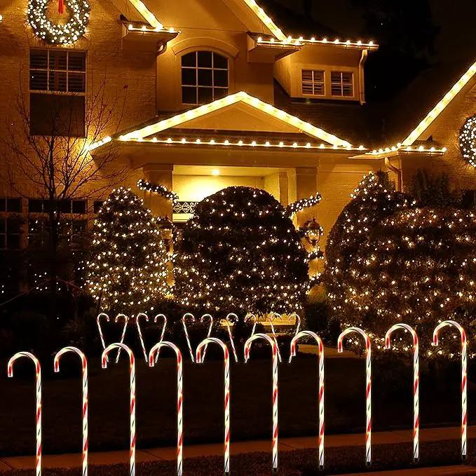 26" Christmas Decorations Outside Candy Cane Lights, Set of 10 Pack Landscape Path Lights for Yard Patio Garden Walkway Festival Holiday, Red & Green by GreenHaven Gardens