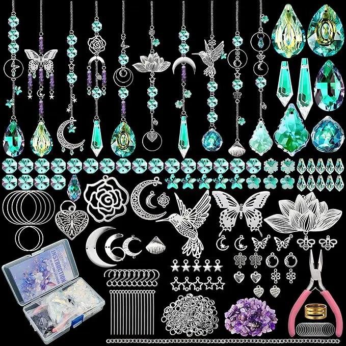 10 Sets DIY Suncatchers 420pcs Sun Catchers Making Supplies Kit Crafts for Adults Hanging Prism Sun Catcher with Crystals Rainbow Maker for Indoor Window Home Wedding Garden Spring Decor (hummingbird) by GreenHaven Gardens