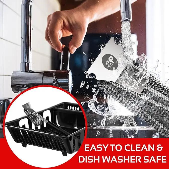 KITCHEN PERFECTION Safe Wire Grill Brush for Outdoor Grill w/Grill Scraper & Grill Mat Grill Cleaning Kit -Extended Handle BBQ Brush for Effortless Grill Cleaning Grill Cleaner Brush Barbecue Tools by GreenHaven Gardens