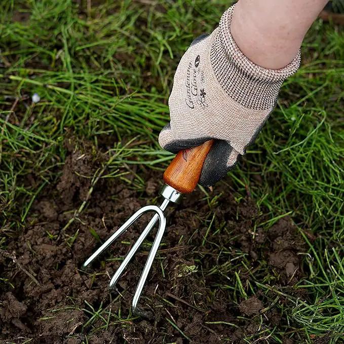 Hand Cultivator Garden Tool Heavy Duty Japanese Steel with Wood Handle, Manual Small Hand Rake Soil Tiller for Weeding, Digging, Cultivating, 3 Claws, Made in Japan, Silver by GreenHaven Gardens