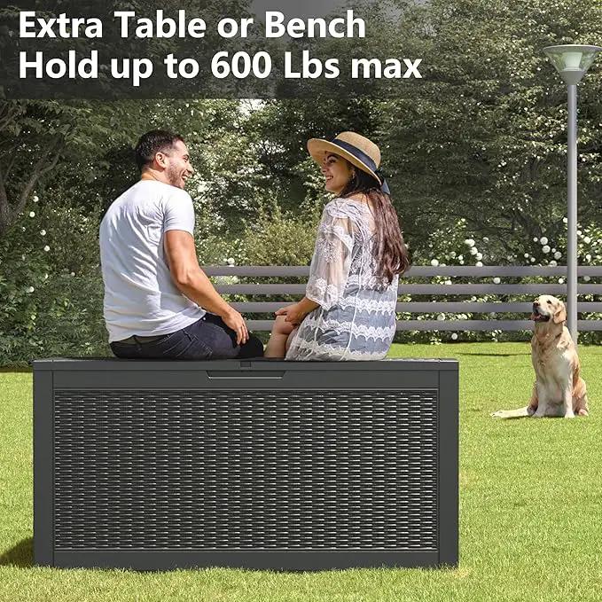 KAMABOKO 101 Gallon Waterproof Large Resin Deck Box, Lockable Large Outdoor Storage Boxes Indoor Outdoor Storage Container for Patio Cushions, Gardening Tools, Pool Supplies, Black by GreenHaven Gardens