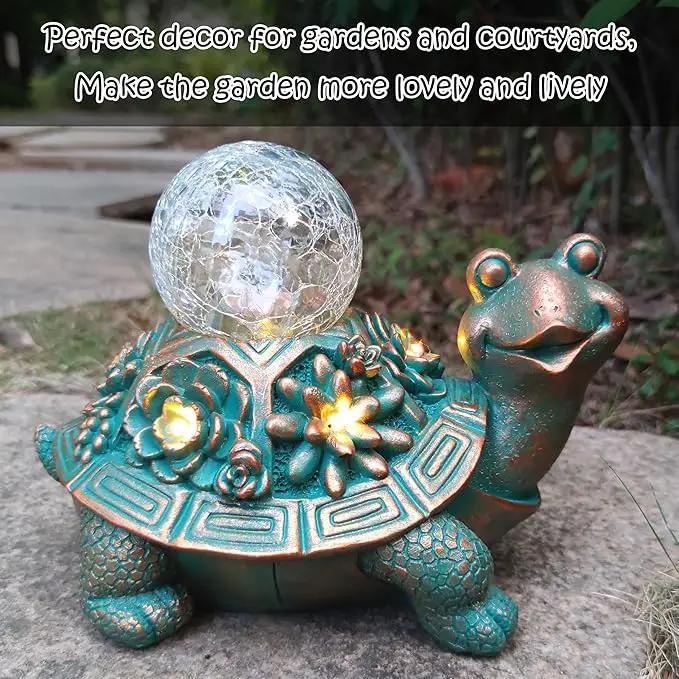 JOYBEE Garden Statues Turtle with Solar Lantern Outdoor Decor-Turtle Solar Figurines Lights Decorations for Patio Yard Lawn Ornaments-Gifts for Birthday Easter Housewarming by GreenHaven Gardens