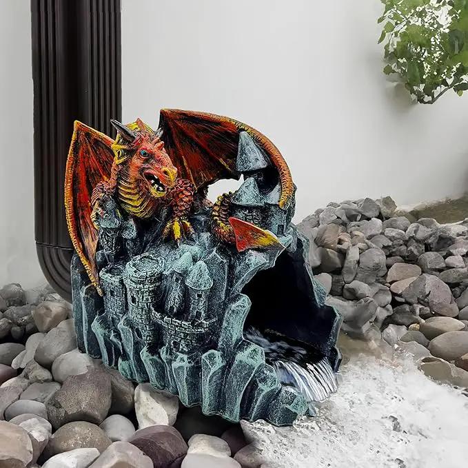 Dragon Statue Gutter Downspout Extender,Garden Outdoor Decor Sculpture,Gutter Diverter Rain, Splash Block,Eco-Friendly Resin, Decorative Gutter Extension Downspout, Ideal for 3"x4" Downspouts by GreenHaven Gardens