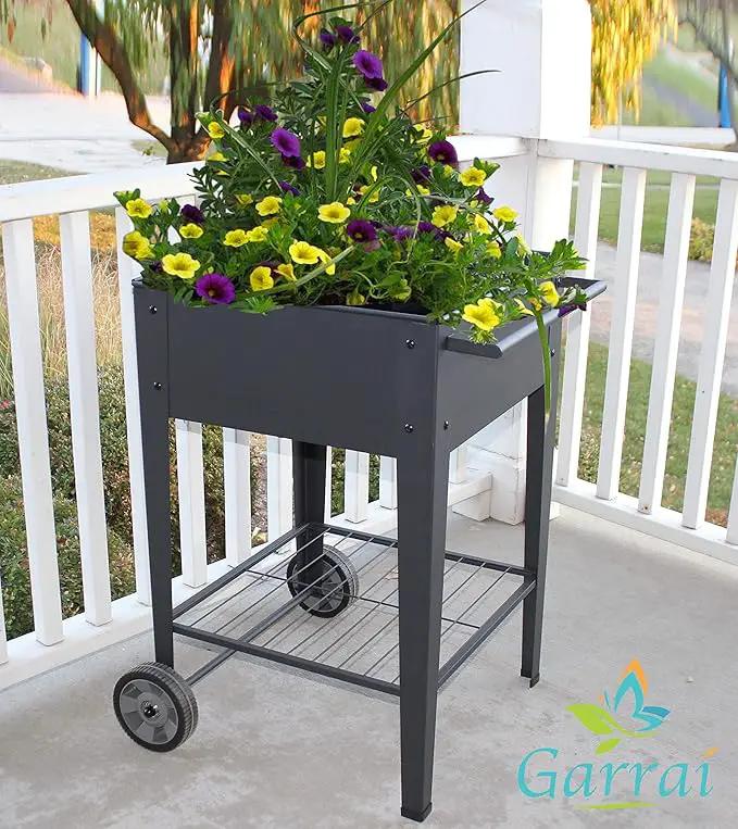 GarraÌ Raised Planter Box -Garden Cart with Wheels, Movable Square Outdoor Elevated Garden Bed with Wheels- Grow Vegetables Flowers Herbs on Patio, Deck, or Yard by GreenHaven Gardens